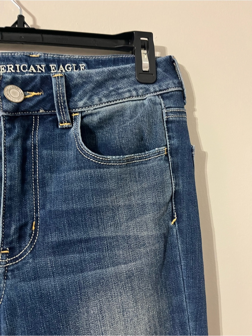 American Eagle Hi-Rise Artist Flare Jeans Women’s 6 X Long Super Stretch Blue - Picture 3 of 11